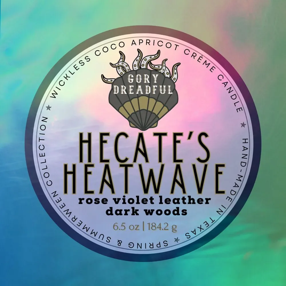 Hecate's Heatwave Luxury Wickless Candle: Rose Violet Leather Dark Woods Scent